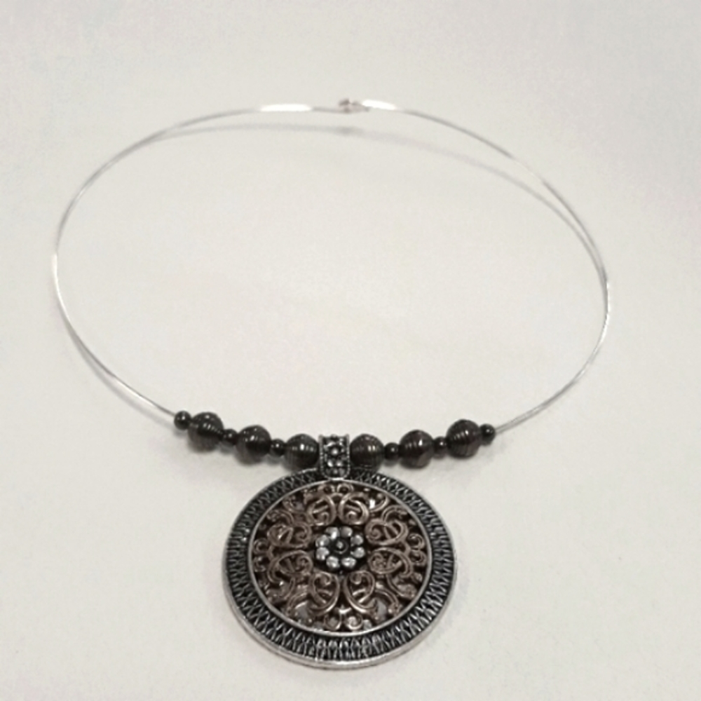 Bohemian Style/ Statement Necklace/ Handcrafted/ Beaded/ Medallion/ By J.Monique